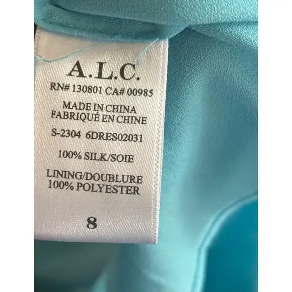 ALC Violet Strapless Halter Asymmetric‎ Dress Floral Silk Blue Size 8 NWOT - Picture 6 of 6